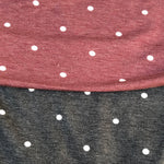 52" French Terry Cotton Blend Polka Dot Burgundy Red & Charcoal Gray Apparel Knit Fabric By the Yard - APC Fabrics