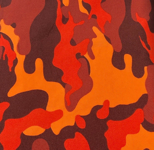 60" 100% Polyester 6 OZ Orange Camoflauge Camouflage Camo Print Face Mask Woven Fabric By the Yard - APC Fabrics
