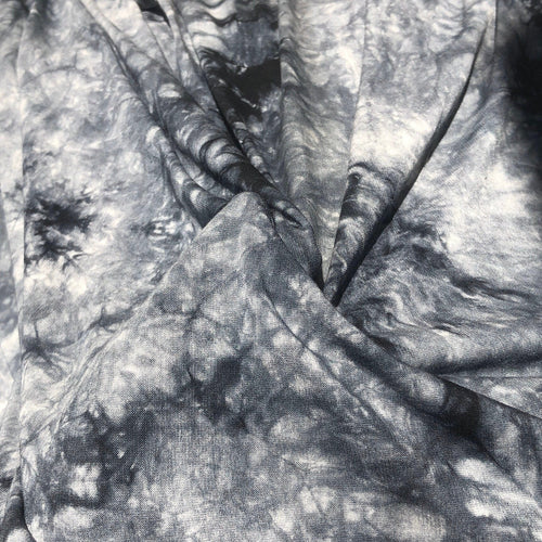 60” Bamboo Spandex Lycra Stretch Tie Dyed Black & White Cloud Apparel Knit Fabric By the Yard - APC Fabrics