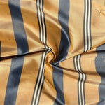 56" 100% Silk Gold Yellow Blue & White Striped 5 OZ Woven Fabric By the Half Yard | APC Fabrics