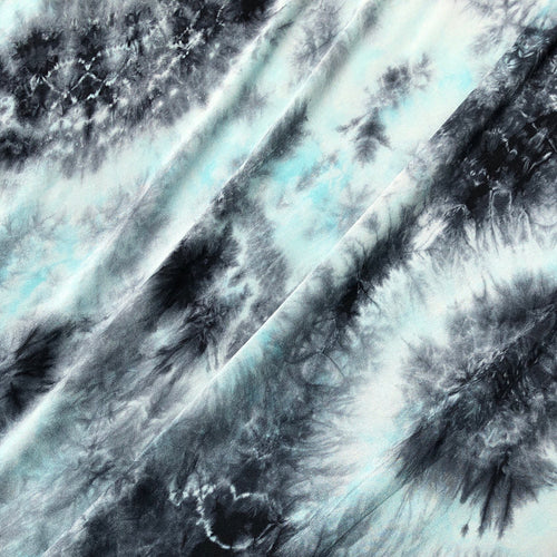 60” Bamboo 4-Way Stretch with Spandex Black Blue Mint Cloud Tie Dye Tie Dyed Apparel Jersey Knit Fabric By the Yard | APC Fabrics