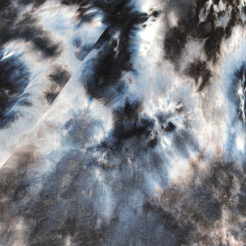 60” Modal & Spandex Stretch Tie Dyed Tie Dye Black White Blue Cloud Apparel and Face Mask Jersey Knit Fabric By the Yard | APC Fabrics