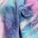 60” Bamboo Spandex  Stretch Tie Dyed Cotton Candy Blue & Pink Apparel Knit Fabric By the Yard | APC Fabrics