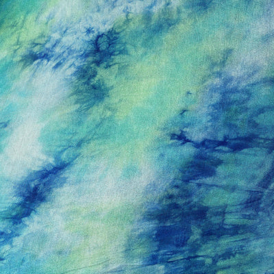 60” Modal & Spandex Stretch Tie Dyed Blue Green White Apparel & Face Mask Jersey Knit Fabric By the Yard | APC Fabrics