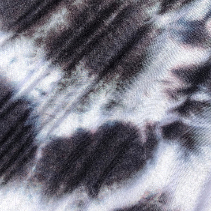 60” Modal 4-Way Stretch with Spandex 5 OZ Tie Dye Tie Dyed Black White Apparel Jersey Knit Fabric By the Yard | APC Fabrics