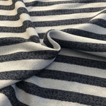 70" 100% Cotton Striped French Terry Cloth White with Blue Stripes Yarn Dyed Heavy Knit Fabric By the Yard | APC Fabrics