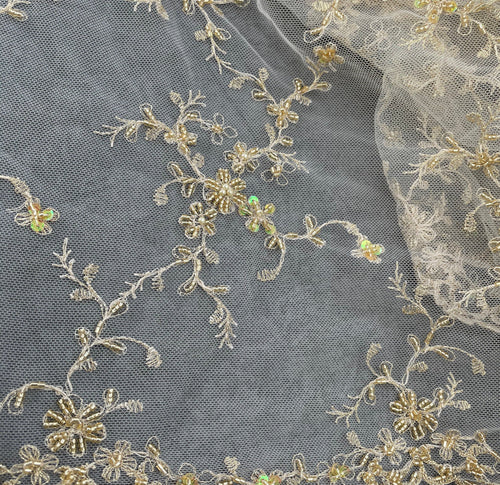 50" 100% Lace with Floral Embroidered Woven Fabric By the Half Yard | APC Fabrics