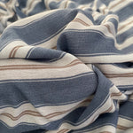 58" 100% Cotton Pima Chambray Striped Blue Gold Light Apparel Woven Fabric By the Yard | APC Fabrics