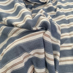 58" 100% Cotton Pima Chambray Striped Blue Gold Light Apparel Woven Fabric By the Yard | APC Fabrics