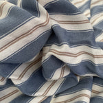 58" 100% Cotton Pima Chambray Striped Blue Gold Light Apparel Woven Fabric By the Yard | APC Fabrics
