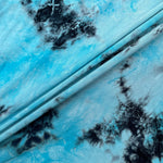 60” Bamboo 4-Way Stretch with Spandex Arctic Bright Blue & Black Tie Dye Tie Dyed Apparel Jersey Knit Fabric By the Yard | APC Fabrics