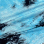 60” Bamboo 4-Way Stretch with Spandex Arctic Bright Blue & Black Tie Dye Tie Dyed Apparel Jersey Knit Fabric By the Yard | APC Fabrics