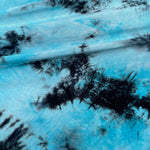 60” Bamboo 4-Way Stretch with Spandex Arctic Bright Blue & Black Tie Dye Tie Dyed Apparel Jersey Knit Fabric By the Yard | APC Fabrics