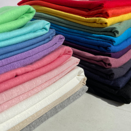 60” Bamboo & Rayon 4-Way Stretch with Spandex Solid Jersey Knit Fabric By the Yard | APC Fabrics