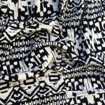 60" Modal Egyptian Print with Spandex & Stretch Ivory Cream Beige Black Jersey Knit Fabric By the Yard | APC Fabrics
