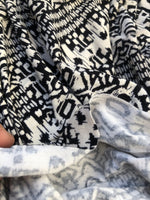 60" Modal Egyptian Print with Spandex & Stretch Ivory Cream Beige Black Jersey Knit Fabric By the Yard | APC Fabrics