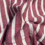 58" Cotton Rayon 11 Oz French Terry Cloth Yarn Dyed Burgundy Red & White Striped Loop Terry Knit Fabric By the Yard | APC Fabrics
