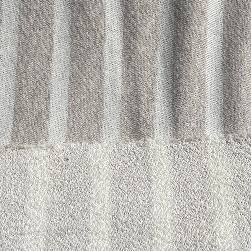58" Cotton Rayon 11 Oz French Terry Cloth Yarn Dyed Khaki Beige & White Striped Loop Terry Knit Fabric By the Yard | APC Fabrics