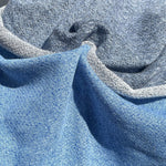 58" Loop Terry Three End Fleece 8 OZ Cotton Baby Blue & Navy Blue Knit Fabric by the Yard | APC Fabrics