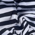 58" French Terry 100% Cotton 9 OZ Black and White Striped Knit Fabric By the Yard | APC Fabrics