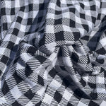 58" French Terry 100% Cotton 10 OZ Black White Flannel Gingham Checkered Knit Fabric By the Yard | APC Fabrics