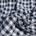 58" French Terry 100% Cotton 10 OZ Black White Flannel Gingham Checkered Knit Fabric By the Yard | APC Fabrics