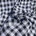 58" French Terry 100% Cotton 10 OZ Black White Flannel Gingham Checkered Knit Fabric By the Yard | APC Fabrics