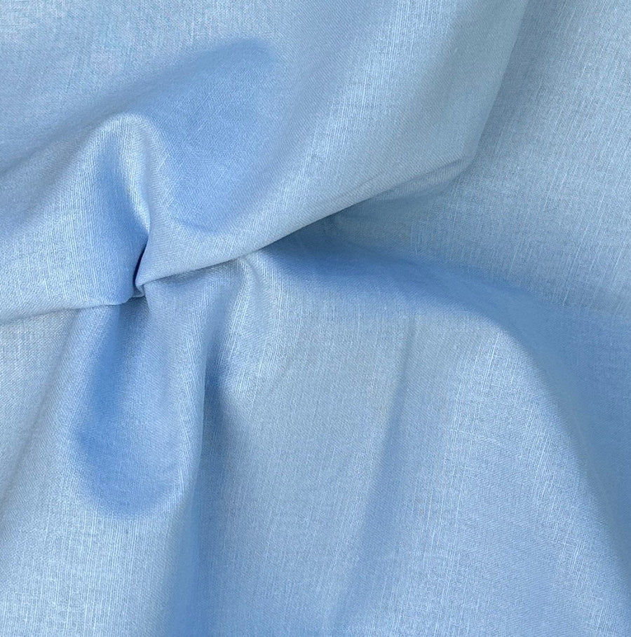 54" Linen & Cotton Lithuanian European Light Sky Baby Blue Woven Fabric By the Yard | APC Fabrics