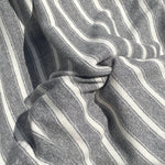 58" French Terry 100% Cotton 10 OZ Gray and White Striped Knit Fabric By the Yard | APC Fabrics