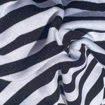 58" French Terry 100% Cotton 9 OZ Black and White Striped Knit Fabric By the Yard | APC Fabrics