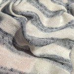 58" Rayon Hachi Striped 6 OZ Khaki Ivory & Gray Knit Fabric By the Yard | APC Fabrics