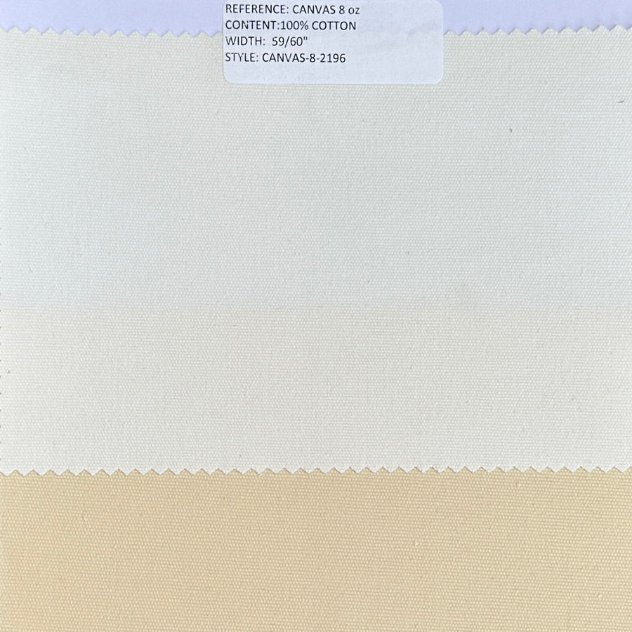 59” 100% Cotton Canvas 8 OZ Ivory & White Woven Fabric for Wholesale Only